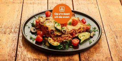Lasagne pomodori met paddenstoelen