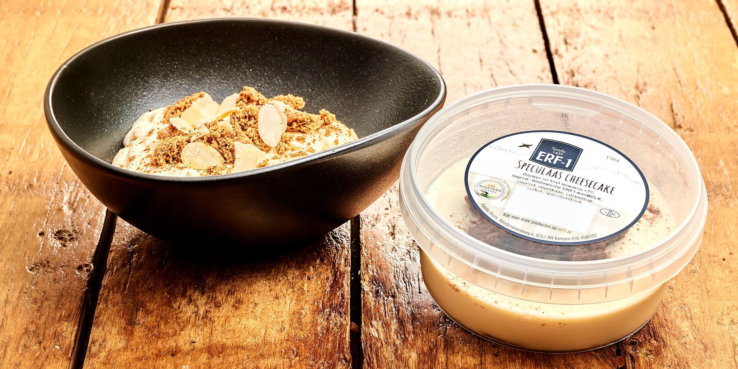 Speculaas cheesecake mousse, amandel en koekkruiden