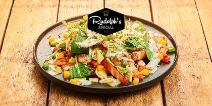Kip-kapsalon zoete aardappel en sla