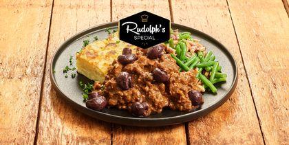Boeuf bourguignon, gratin en rodewijnchampignons