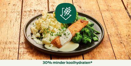 Zalm hollandaise met bloemkoolpuree en broccoli