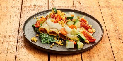 Gevulde cannelloni's met vlees in rode wijn