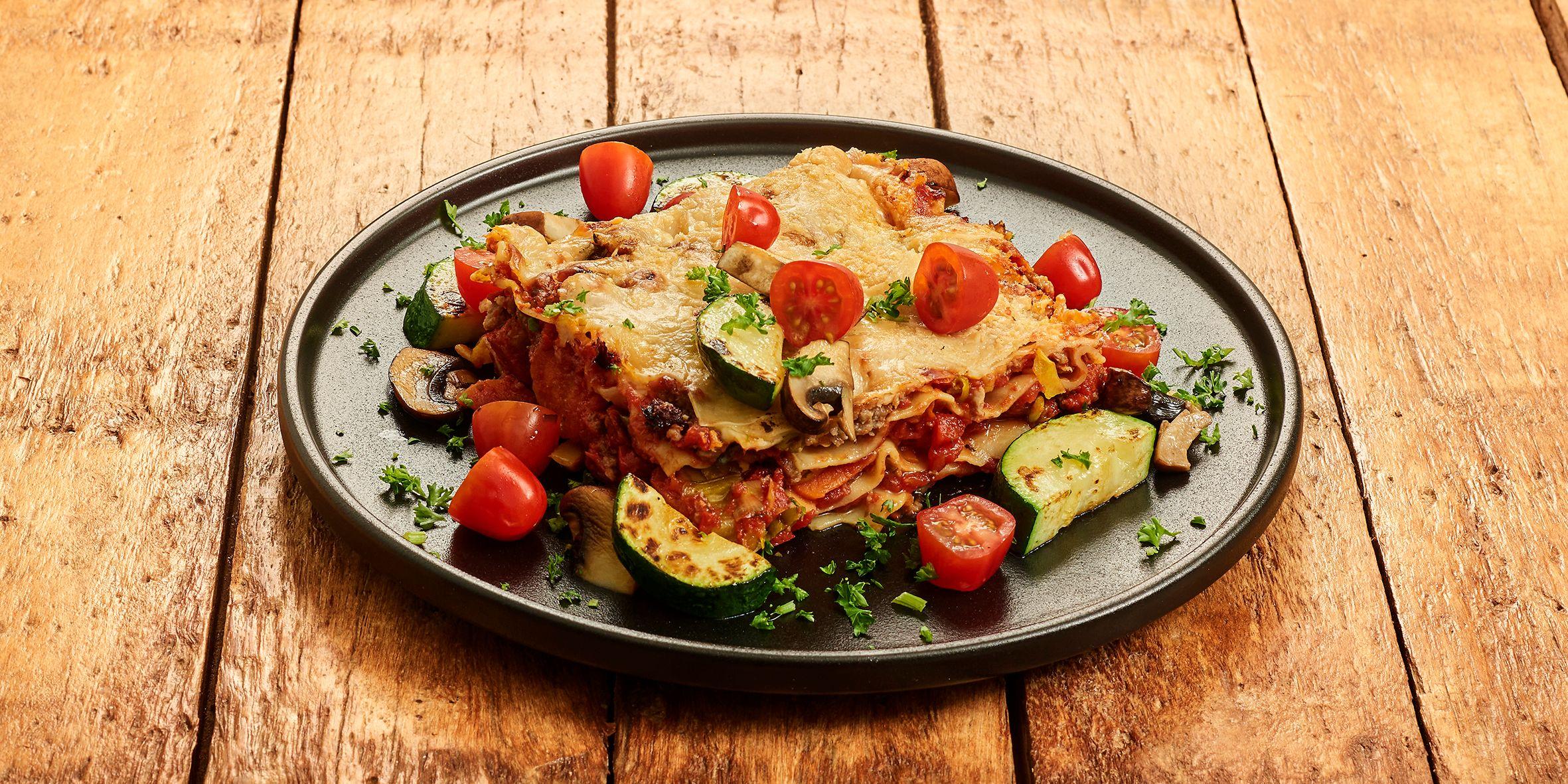 Lasagne pomodori pesto met paddenstoelen