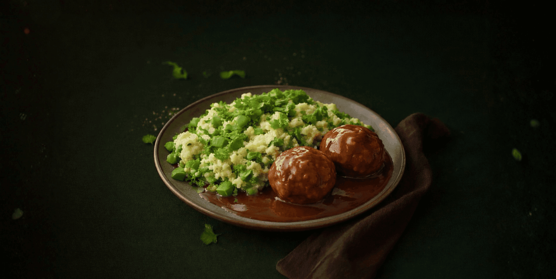 Stamppot snijboontjes met gehaktbal