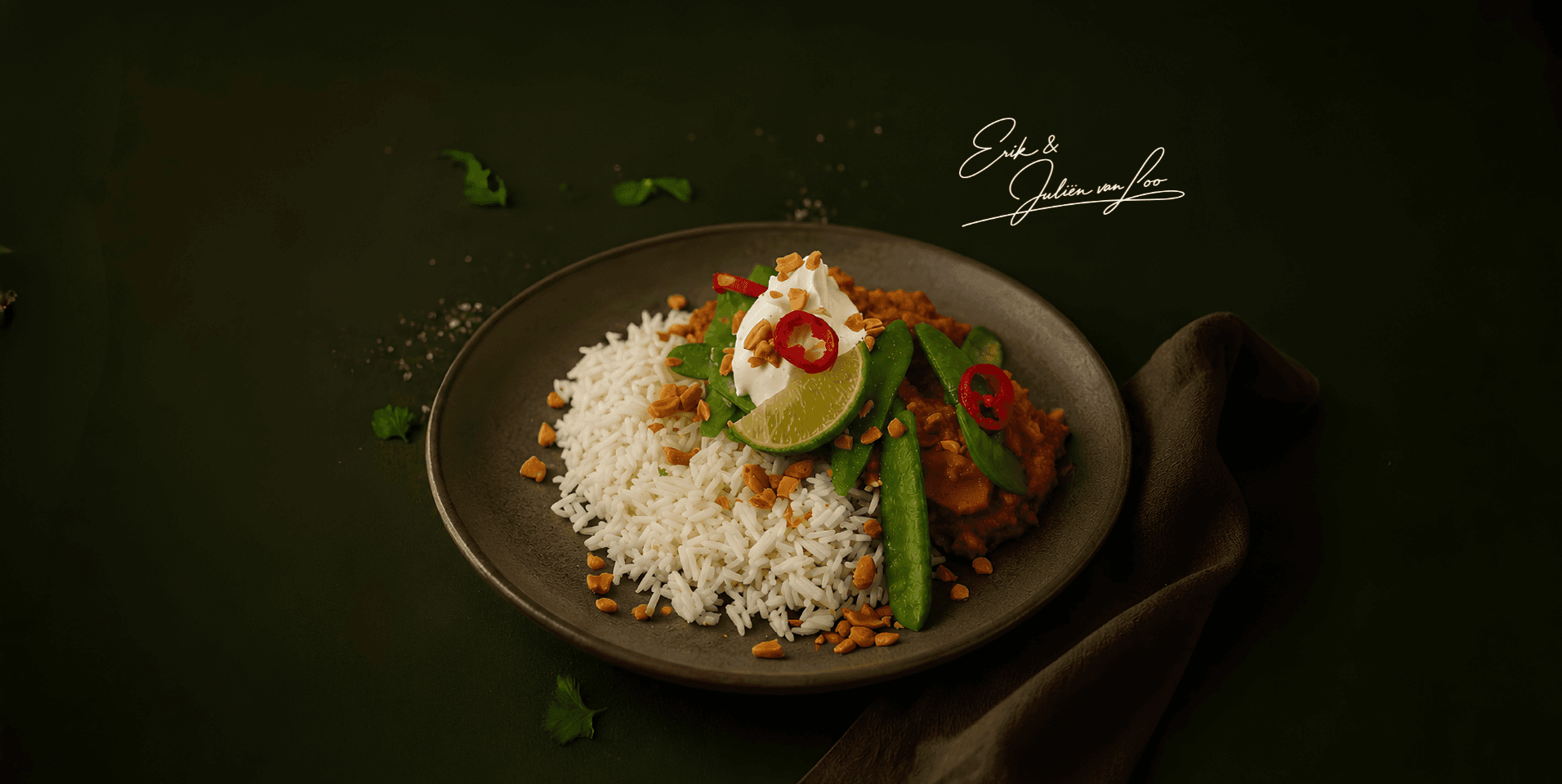 Pompoenrendang met peultjes, pinda’s en basmatirijst