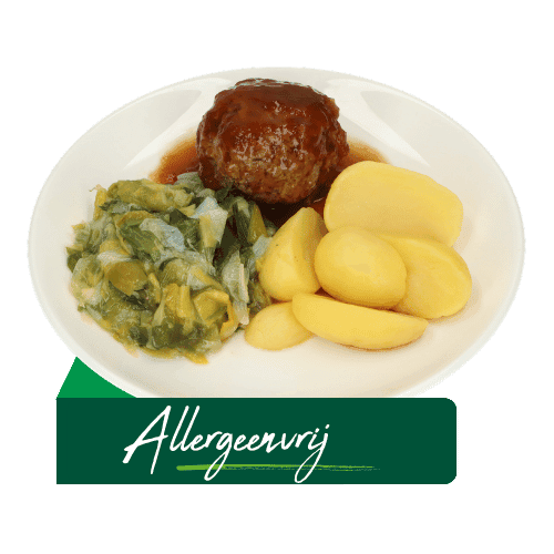 (Z8) Rundergehaktbal met jus, prei (Allergeenvrij)