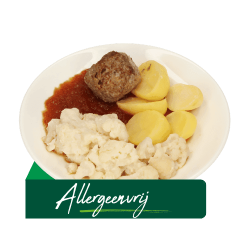 (Z12) Gehaktbal met jus, bloemkool alc en aardappelen (Allergeenvrij)