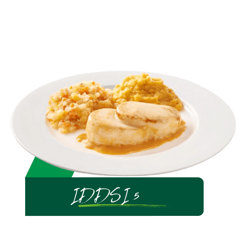 (Z34) Kipfilet in jus met groentemix en gebakken aardappelen (IDDSI 5)