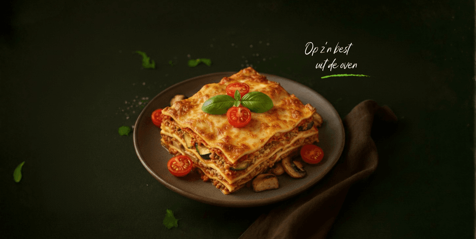 Lasagne pomodori met paddenstoelen en courgette