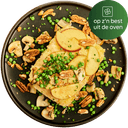 Ovenschotel van aardappel, knolselderij en brie