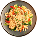 Penne met kip in paprikaroomsaus en groenten