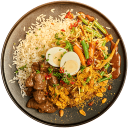 Indonesische rendang met gado gado en rijst