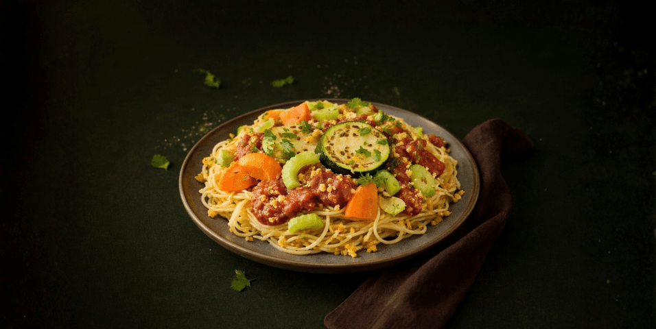 Spaghetti bolognese met seizoensgroenten