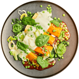 Cannelloni met spinazie en ricotta in hollandaise-arrabiatasaus