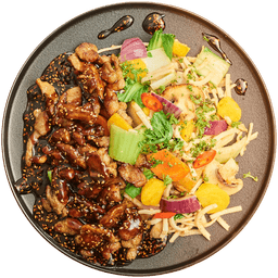 Bami met shoarma in sesamsaus en groenten