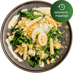 Vegetarische asperges met ei en krieltjes