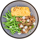 Kip bourguignon met sperziebonen en gratin