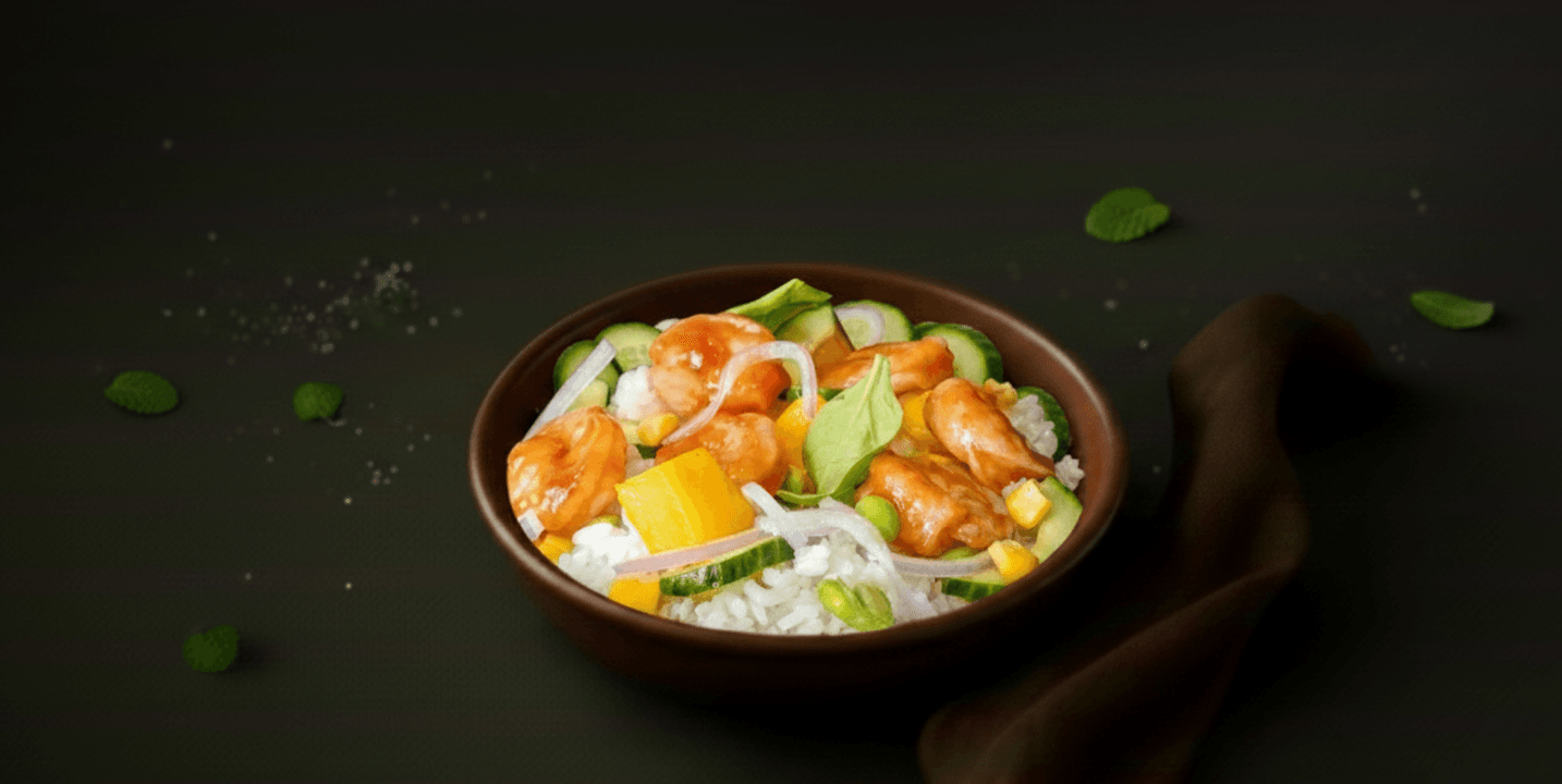 Minibowl met gemarineerde gamba's