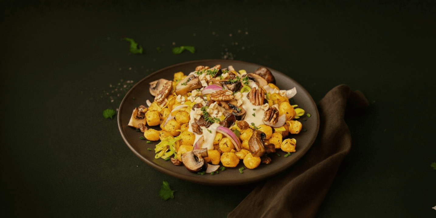 Bakschotel met prei en champignons in kerrie