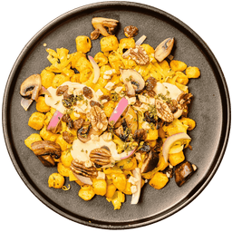 Bakschotel met prei en champignons in kerrie