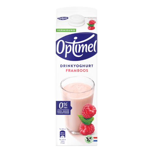 Optimel Drinkyoghurt framboos 0% (1ltr)