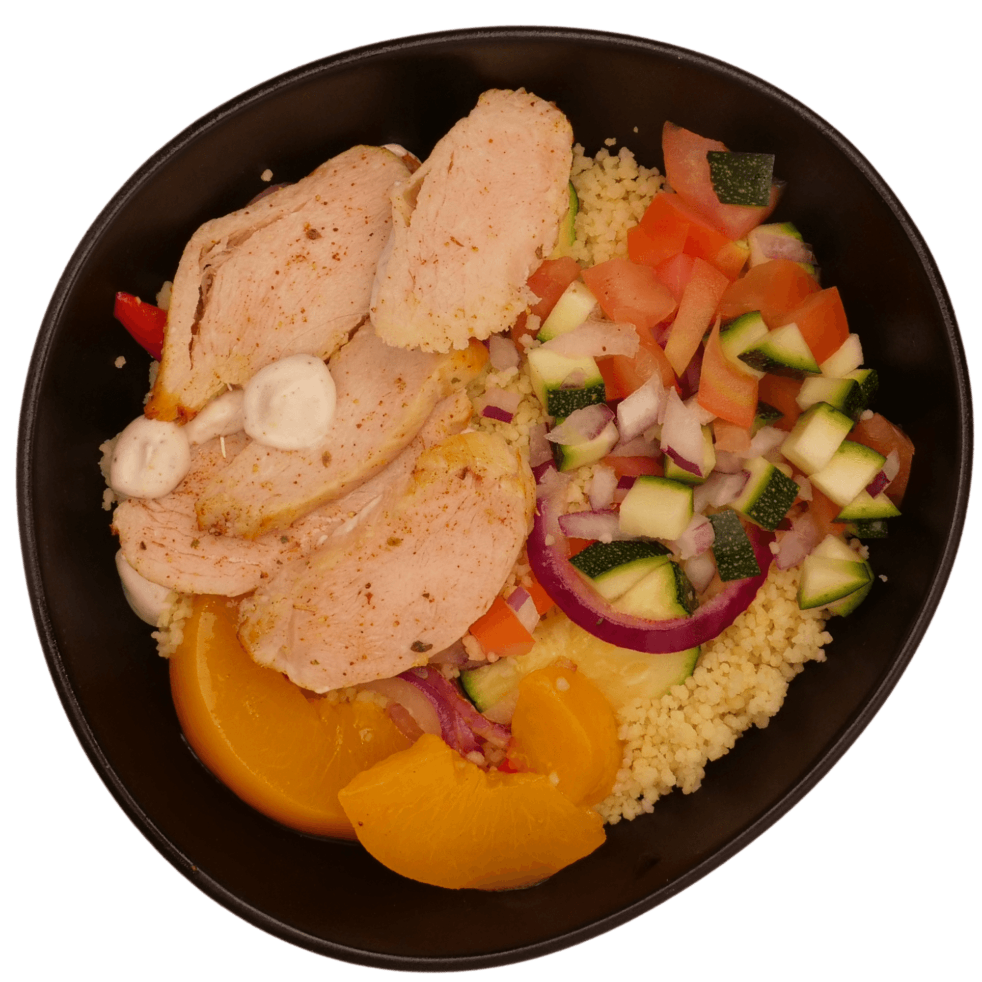 Salad pot met couscous en kip