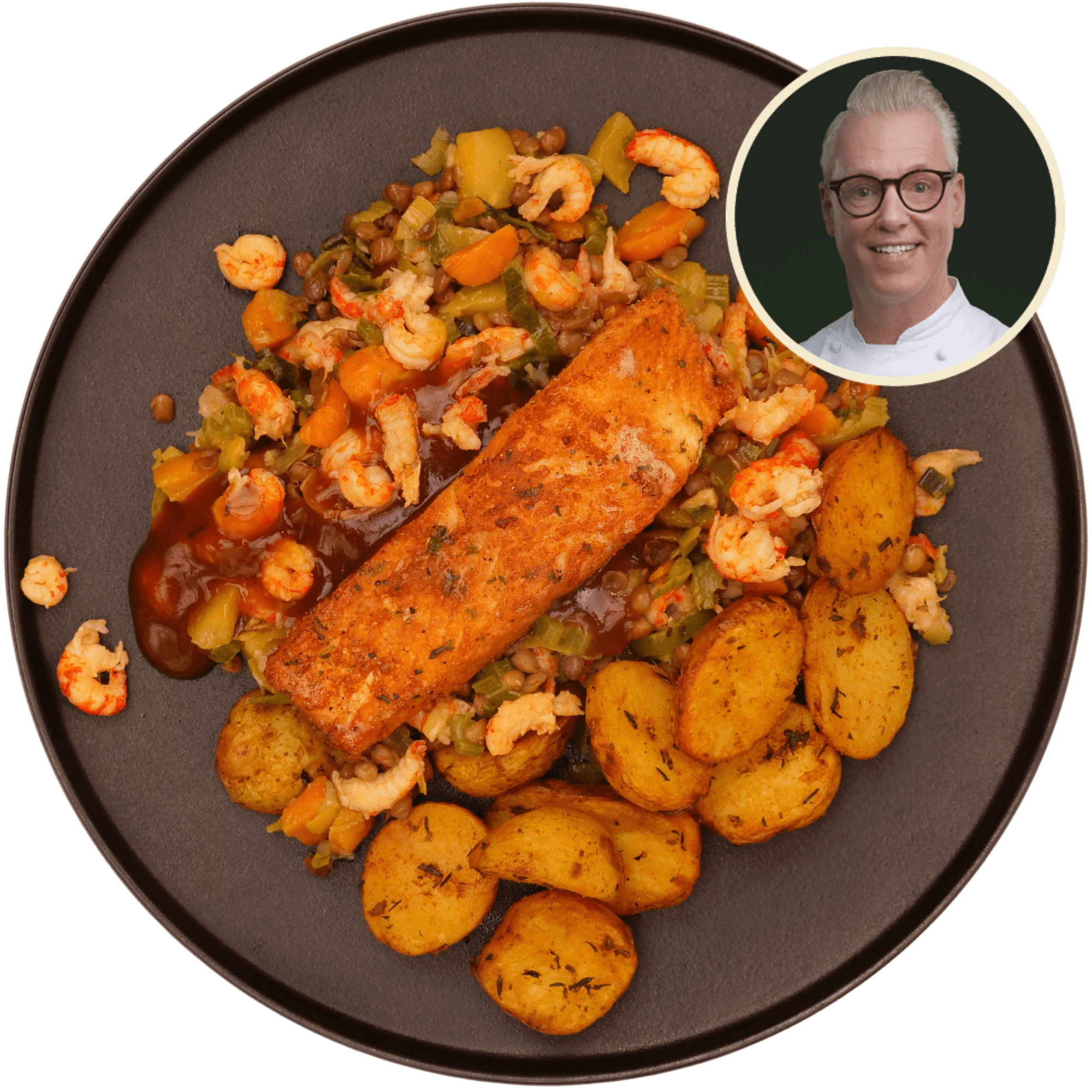 Zalmfilet met Louisiana stijl stoof en krieltjes