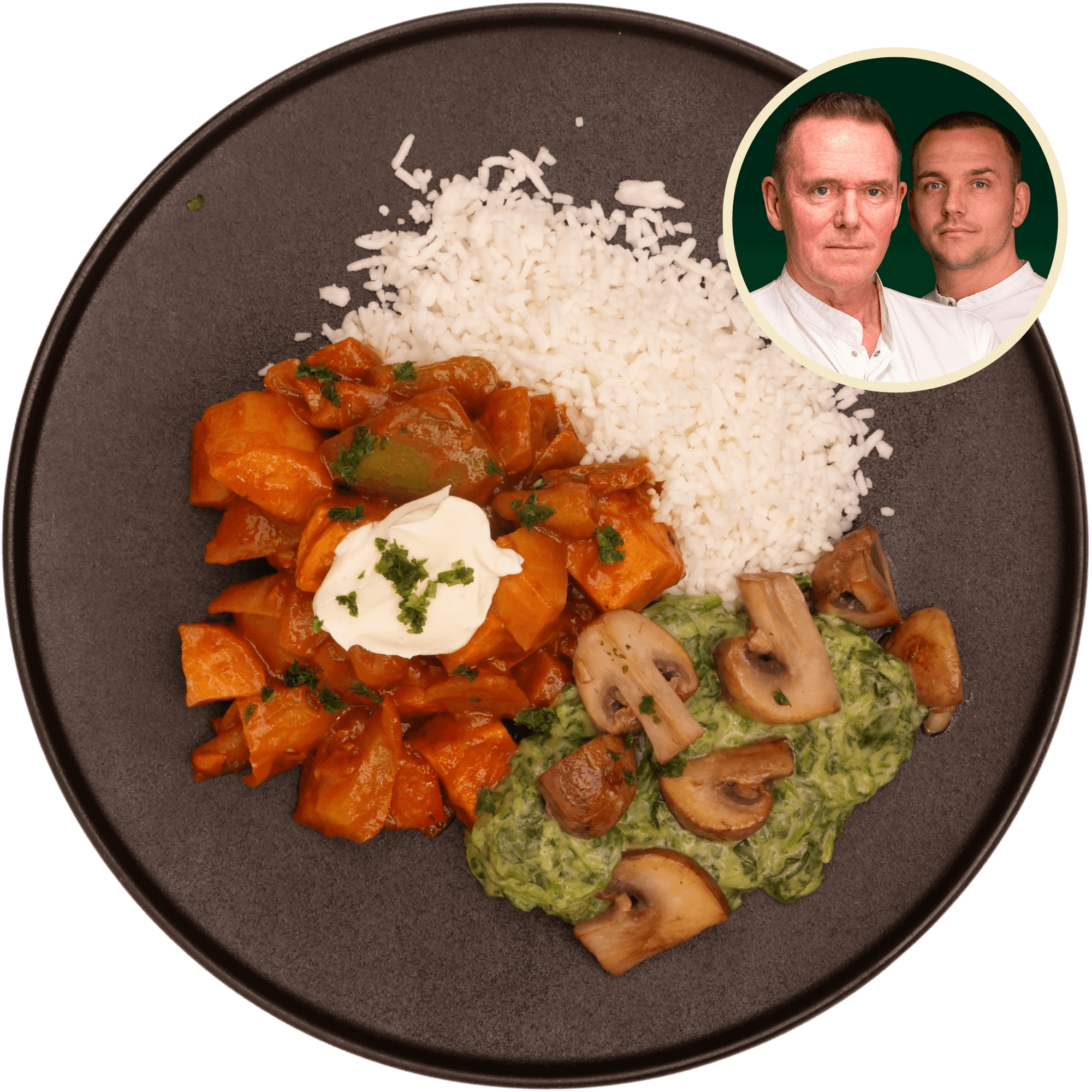 Groentestroganoff met romige spinazie en basmatirijst