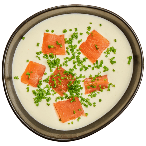Aardappelsoep met gerookte zalm
