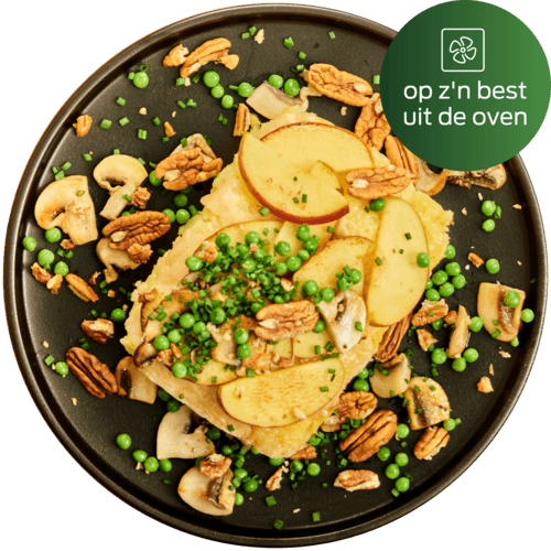 Ovenschotel van aardappel, knolselderij en brie