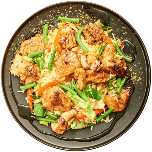 Nasi met kip in ketjapsaus en wokgroenten