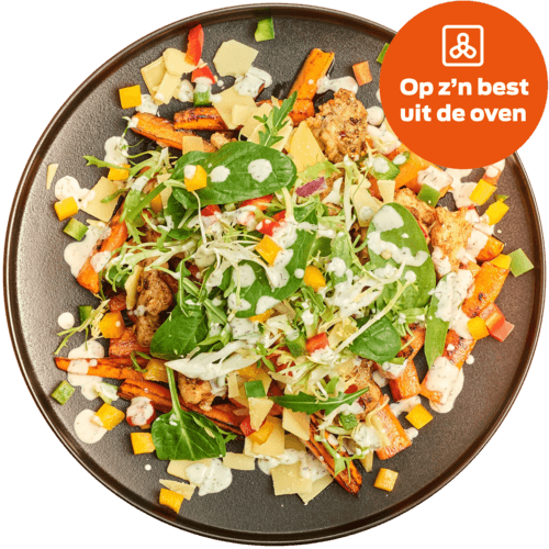 Kip-kapsalon zoete aardappel en sla