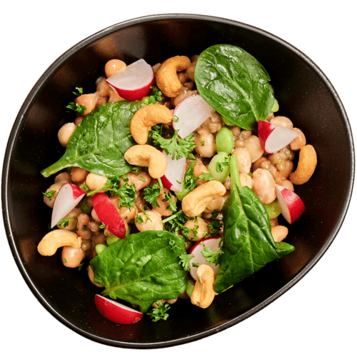 Salad pot met peulvruchten en groenten