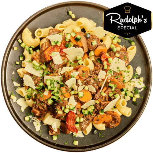 Siciliaanse pasta met kalfsragout