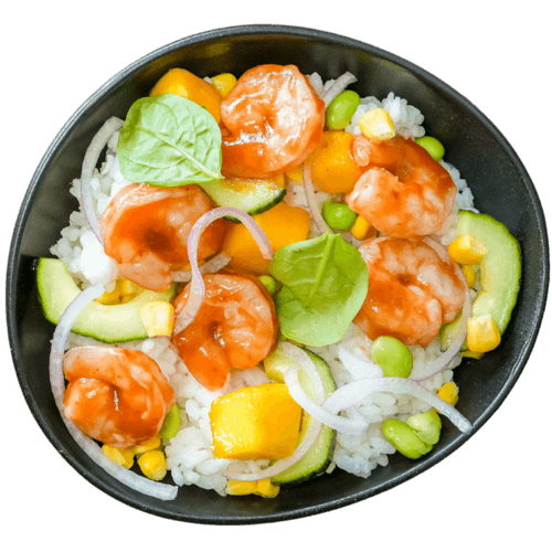 Minibowl met gemarineerde gamba's