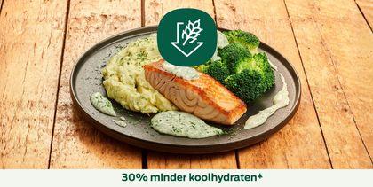 Zalmfilet in dillesaus met broccoli en aardappelpuree