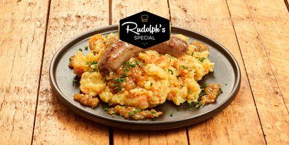 Leidse hutspot met vega rookworst en uienjus