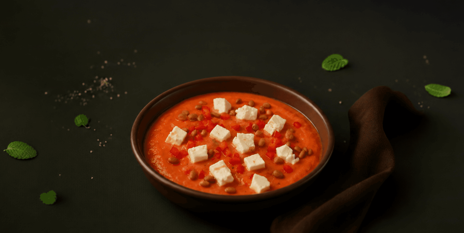 Gepofte paprikasoep met feta