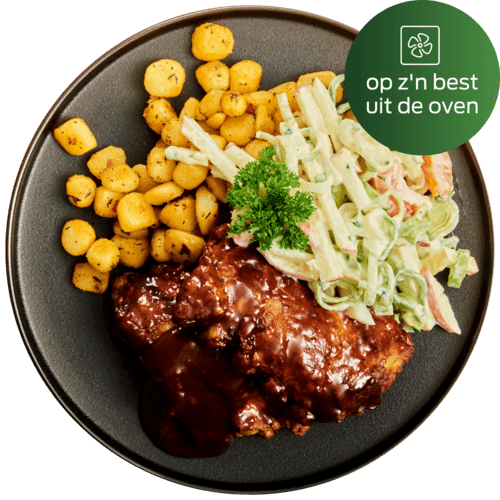 Spareribs met krieltjes en frisse appeltjessalade