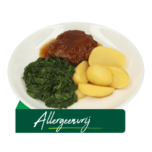(Z7) Hamburger met jus en bladspinazie (Allergeenvrij)