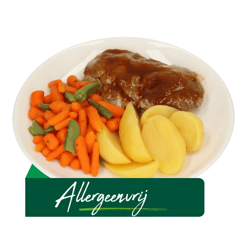 (Z14) Varkensprocureurrollade met jus, suikerpeulen (Allergeenvrij)