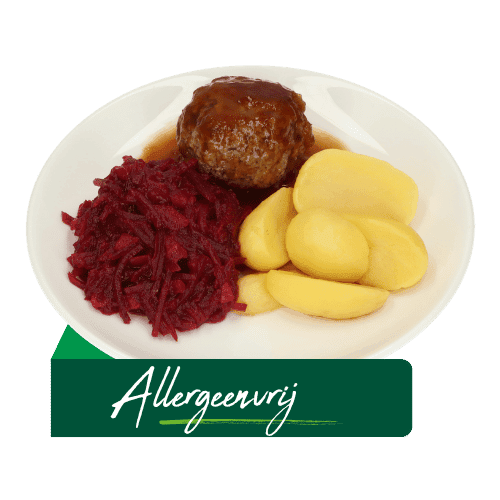 (Z10) Runderbal met jus, rode bieten (Allergeenvrij)