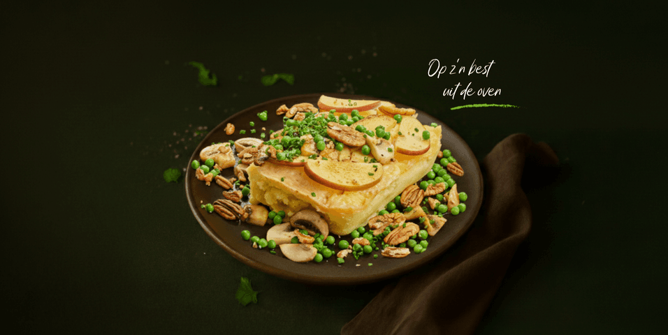 Ovenschotel van aardappel, knolselderij en brie