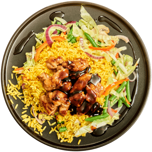 Nasi koening met kip in ketjap en groenten