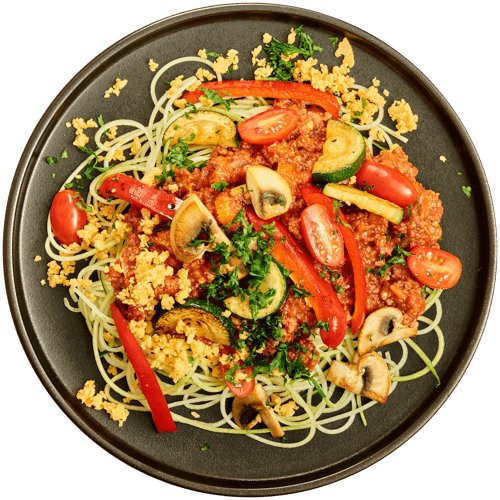 Groentespaghetti bolognese met groenten en kaas