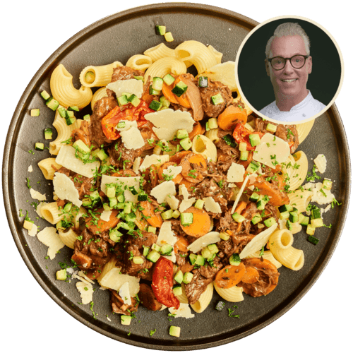 Siciliaanse pasta met kalfsragout