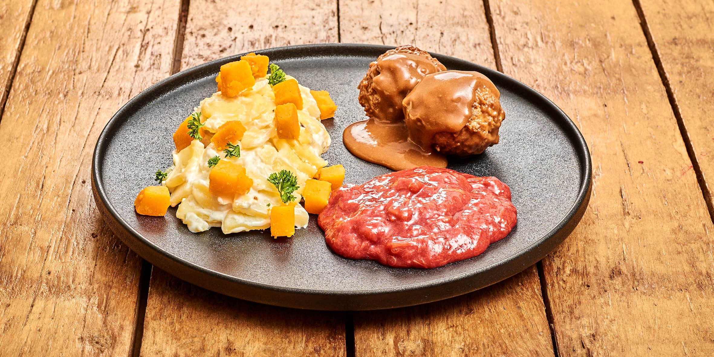 Gehaktbal met aardappelgratin