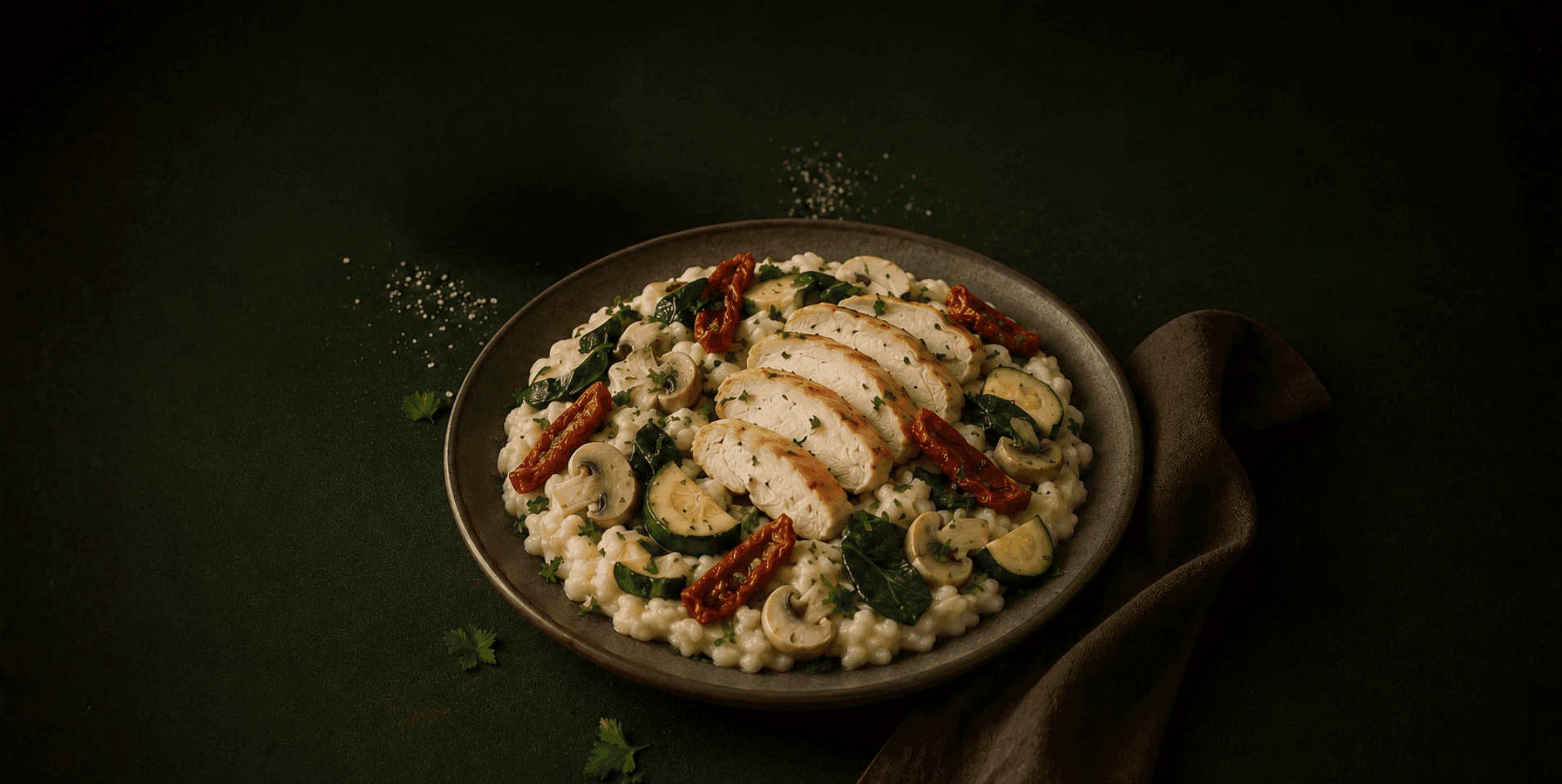 Kipfilet met bloemkoolrisotto en groene groenten
