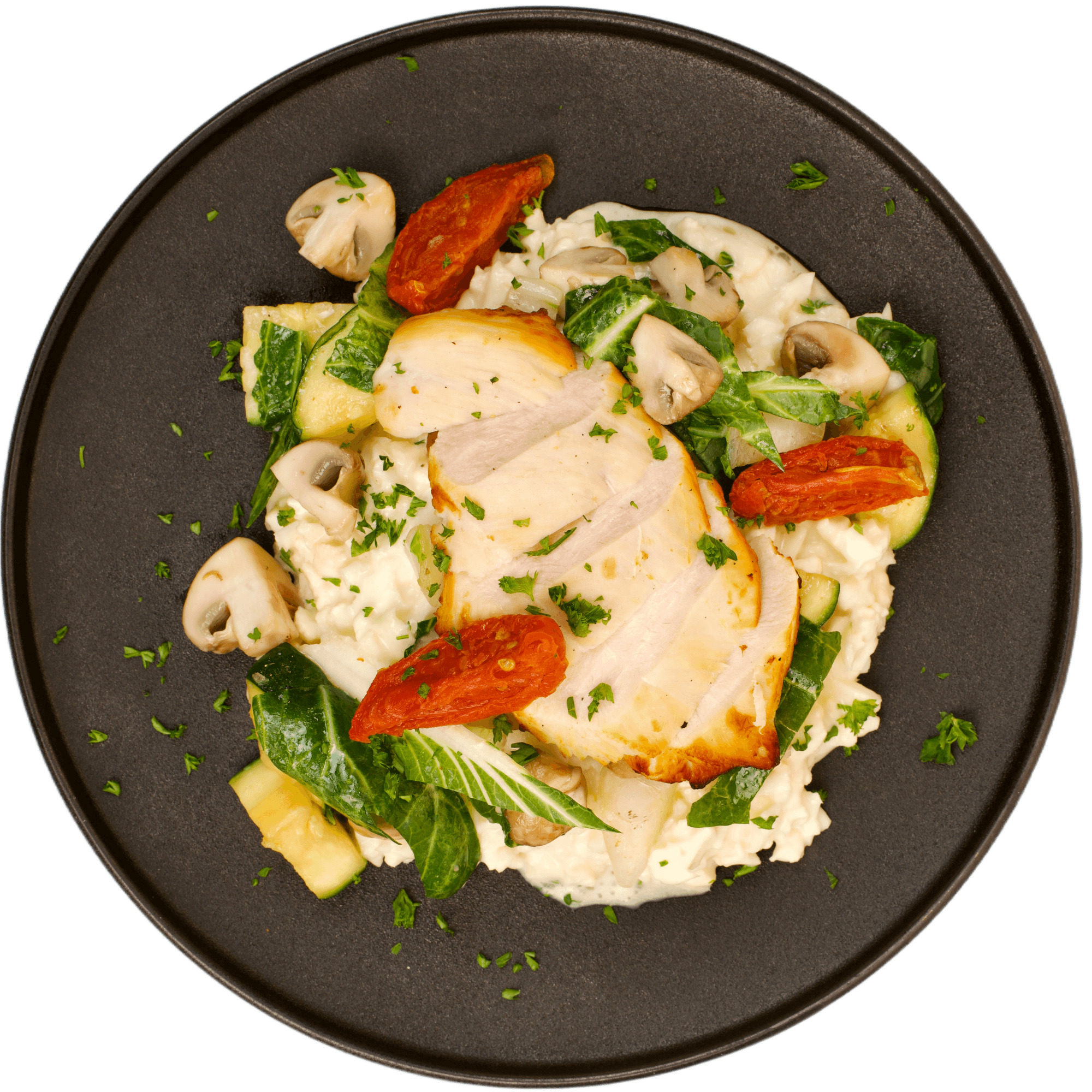 Kipfilet met bloemkoolrisotto en groene groenten