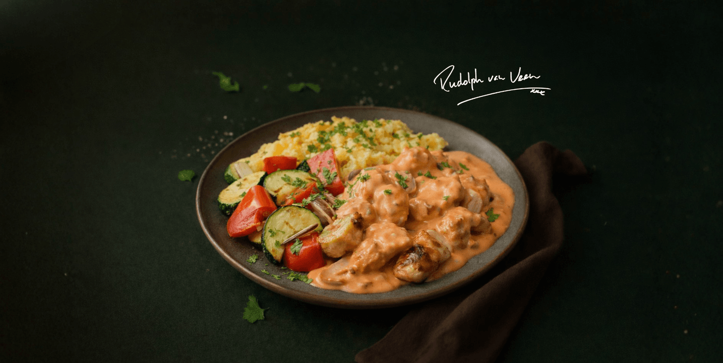 Toscaanse kip met groenten en romige polenta